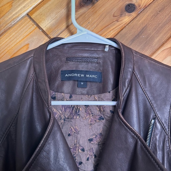 Andrew Marc Brown Leather Motorcycle Jacket Size Medium - Picture 2 of 8